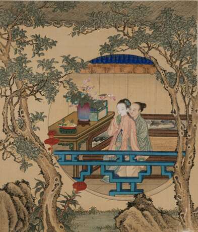 Album mit zwölf feinen erotischen Malereien auf Seide im Stil von Qiu Ying - фото 5