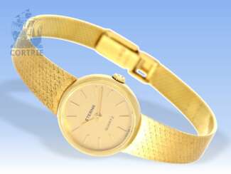 Armbanduhr: feine Damenuhr der Marke Eterna, 18K Gold, vermutlich ungetragen