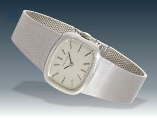 Armbanduhr: weißgoldene, hochwertige vintage Armbanduhr der Marke "Priosa"