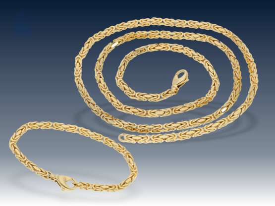 Kette/Armband: goldene, außergewöhnlich lange und schwere Königskette mit passendem Armband, hervorragende Qualität - photo 5