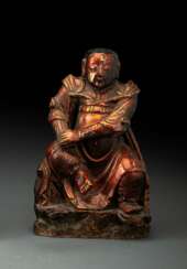 Seltene lackvergoldete Steinfigur des Zhenwu