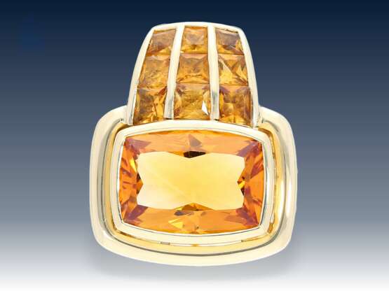 Anhänger: sehr schöner, hochwertiger Clipanhänger mit Citrinen, fantastischer Mittelstein von 6,19ct, Handarbeit, 18K Gold - фото 1