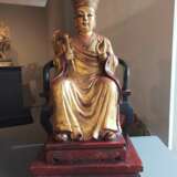 Figur eines sitzenden Mönch oder Priester des Zen-Buddhismus aus Holz - Foto 2