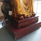 Figur eines sitzenden Mönch oder Priester des Zen-Buddhismus aus Holz - photo 9