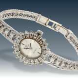 Armbanduhr: sehr dekorative und sehr seltene vintage Omega Schmuckuhr mit reichem Diamantbesatz, 18K Weißgold - Foto 1