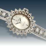 Armbanduhr: sehr dekorative und sehr seltene vintage Omega Schmuckuhr mit reichem Diamantbesatz, 18K Weißgold - Foto 2