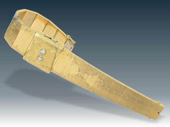 Armbanduhr: äußerst seltene und hochwertige vintage Schmuckuhr der Marke Omega mit Diamantbesatz, ca.1950, 18K Gold - Foto 3