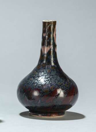 Flambé-Flaschenvase gefleckt in Violett, Rot und Peachbloom - photo 1