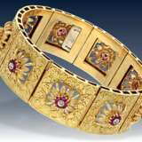 Armband: exquisites, ehemals sehr teures vintage Goldschmiedearmband mit Rubinen und Diamanten, 18K Gold - photo 1