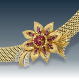 Kette/Collier: goldener, hochwertiger vintage Halsreif mit Rubinen und Diamanten, Handarbeit 60er Jahre - Foto 2