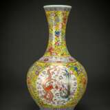 Große Drachen-Phönix-Vase aus Porzellan mit gelbem Fond - photo 1