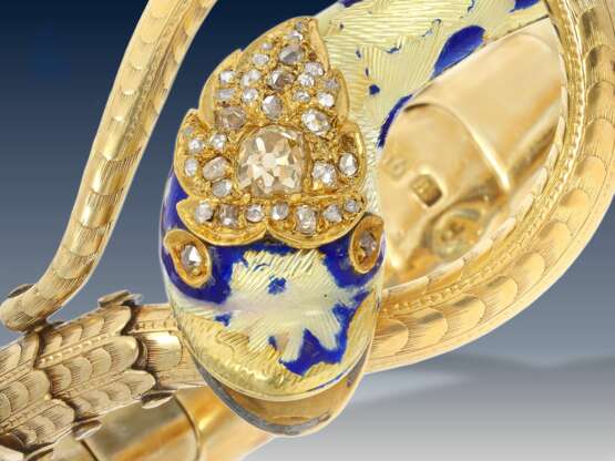Armband: antikes, einzigartiges und sehr ausgefallenes Schlangen-Goldschmiedearmband, russisch, möglicherweise Fabergé um 1880 - photo 4