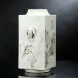 Seltene 'cong'-förmige Vase mit Landschafts- und Vogeldekor von Cheng Men - photo 4