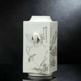 Seltene 'cong'-förmige Vase mit Landschafts- und Vogeldekor von Cheng Men - photo 8