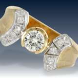 Ring: besonders schwerer vintage 18K Goldschmiedering mit wertvollem Brillantbesatz - Foto 1