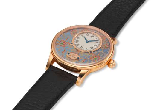 Droz, Jaquet. JAQUET DROZ, PETITE HEURE MINUTE, 18K PINK GOLD, ENAMEL DIAL, MADE FOR THE OPENING OF THE GRAND MOSQUE OF OMAN, GIFTED TO THE U.S. AMBASSADOR FOR RETIREMENT - фото 2