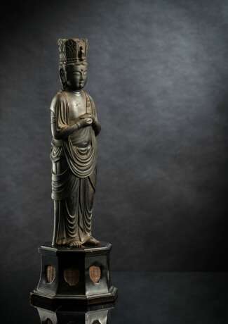 Seltene Bronzefigur des Kannon Bosatsu im Zenkôji-Stil - Foto 4