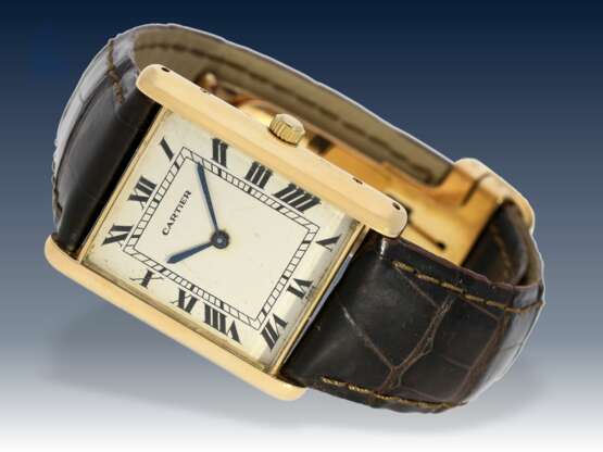 Armbanduhr: sehr seltene, große vintage Herrenuhr von Cartier, "Tank Jumbo Automatique", 18K Gold, 70er Jahre - Foto 1
