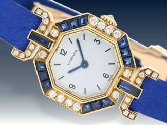 Armbanduhr: luxuriöse vintage Cartier-Rarität, Damenuhr Cartier "Andine" Ref. 89010000 von 1983 mit Originalbox & Originalpapieren