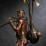 Feine partiell vergoldete Bronze eines Landarbeiters der Miyao-Werkstatt zugeschrieben - Foto 2
