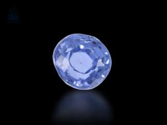 Steine: sehr schöner natürlicher, unbehandelter Ceylon-Saphir von 3,95ct in seltener hellblau/violetter Farbe
