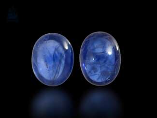 Steine: seltenes Paar natürlicher, leuchtend blauer Ceylon-Saphire von zusammen 5,2ct