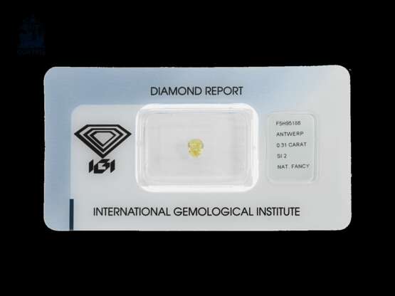 Steine: feiner, seltener Farbdiamant, 0,31ct Natural Fancy Intense Yellow/SI, mit IGI-Zertifikat - photo 1