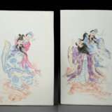 Paar Porzellantafeln mit Unsterblichen in den Farben der 'Famille rose' - photo 1