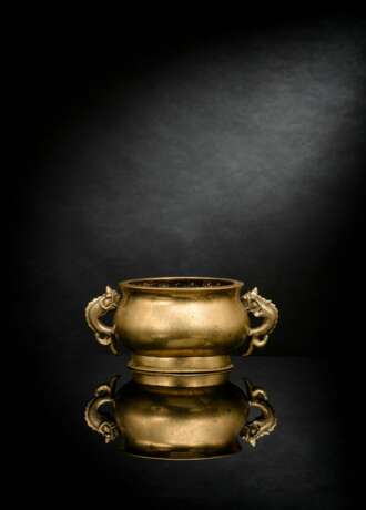 Weihrauchbrenner aus goldfarbener Bronze mit seitlichen Handhaben - Foto 1