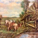 M. Koers: Landschaft mit Kühen, Öl auf Leinwand im Jugendstilrahmen, 20. Jahrhundert, sehr gut. - фото 1