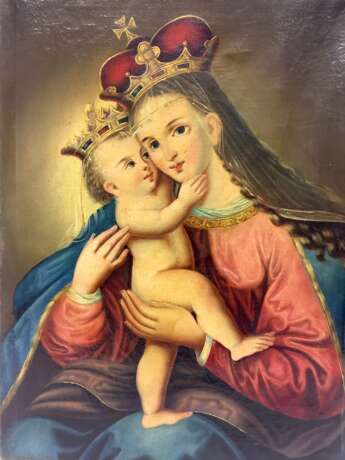 Deutscher Künstler: Muttergottes / Maria mit Jesus, Öl auf Leinwand, Rahmen, 17. Jahrhundert - фото 1