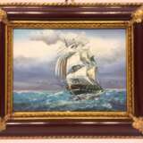 H. Haden: Segelschiff / Fregatte bei stürmischer See. Öl auf Leinwand, in prunkvollen Rahmen, sehr gut. - фото 3