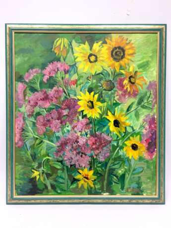 Anni Jung: "Sonnenblumen", Öl auf Leinwand, 2000, im Rahmen, sehr gut. - Foto 2