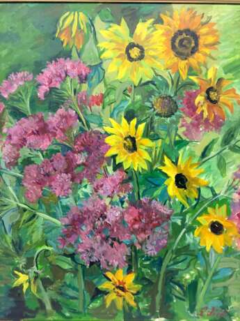 Anni Jung: "Sonnenblumen", Öl auf Leinwand, 2000, im Rahmen, sehr gut. - photo 3
