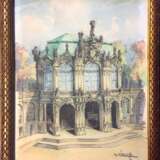 A. Zielke: Im Zwingerhof / Zwinger zu Dresden, Blick zum Wallpavillon. Aquarell auf Bütten, im Rahmen hinter Glas, 1920. - Foto 2