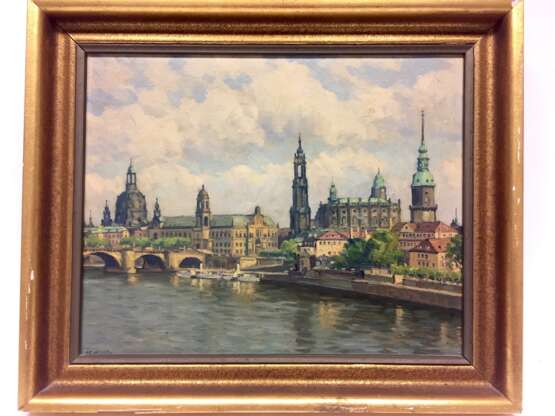 Paul Schlechter: Historische Ansicht von Dresden / Canaletto-Blick / Dresden mit Frauenkirche, Hausmannturm, Hofkirche. - photo 3