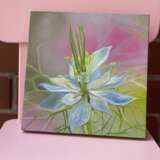 Oil Painting Flower Nigella Canvas on the subframe Oil paint Realism Russia 2021 - photo 2