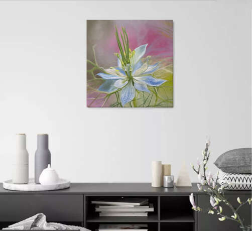 Oil Painting Flower Nigella Canvas on the subframe Oil paint Realism Russia 2021 - photo 8