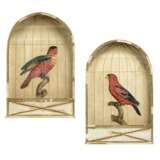 A PAIR OF GLAZED 'BIRDCAGE' COLOURED PRINTS OF PARROTS - photo 1