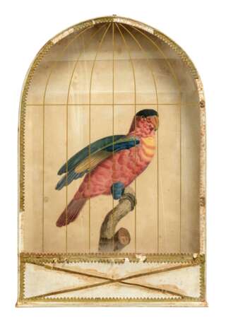 A PAIR OF GLAZED 'BIRDCAGE' COLOURED PRINTS OF PARROTS - photo 3