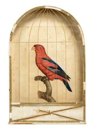 A PAIR OF GLAZED 'BIRDCAGE' COLOURED PRINTS OF PARROTS - photo 5