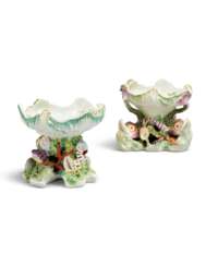 TWO DERBY PORCELAIN SALTS OR SWEETMEAT-DISHES