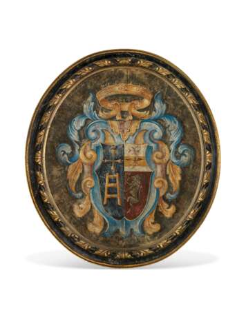 A PAIR OF ITALIAN POLYCHROME-DECORATED ARMORIAL PLAQUES - Foto 3