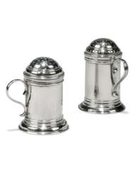 TWO GEORGE I SILVER PEPPERETTES