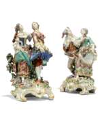 Chelsea Ceramic Factory. A PAIR OF CHELSEA PORCELAIN GROUPS OF GALLANTS EMBLEMATIC OF THE SEASONS
