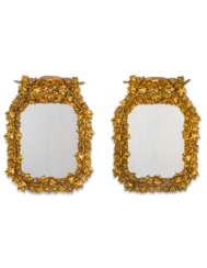 A PAIR OF ENGLISH PARCEL-SILVERED AND GILT-COMPOSITION MIRRORS