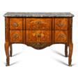 A LATE LOUIS XV ORMOLU-MOUNTED AMARANTH, TULIPWOOD AND MARQUETRY COMMODE - Archives des enchères