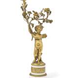 A PAIR OF LOUIS XVI-STYLE ORMOLU AND WHITE MARBLE TWIN-LIGHT CANDELABRA - фото 2