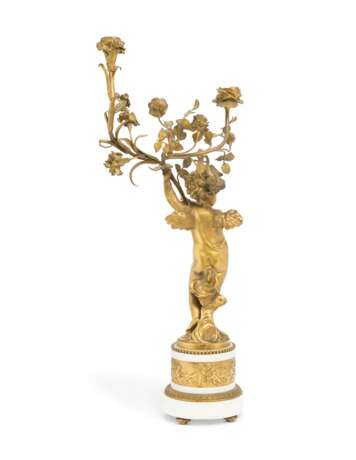 A PAIR OF LOUIS XVI-STYLE ORMOLU AND WHITE MARBLE TWIN-LIGHT CANDELABRA - фото 6