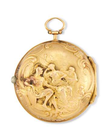 ANTIQUE GOLD REPOUSSE PAIR CASED VERGE WATCH, ESQUIVILLION ET DE CHOUDENS, CIRCA 1760 - photo 2